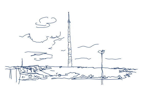 Emley Moor Mast line drawing